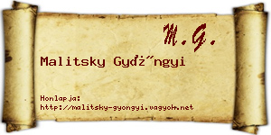 Malitsky Gyöngyi névjegykártya